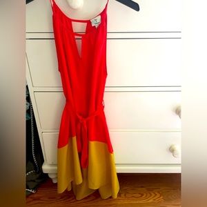 Flattering red and yellow dress size s